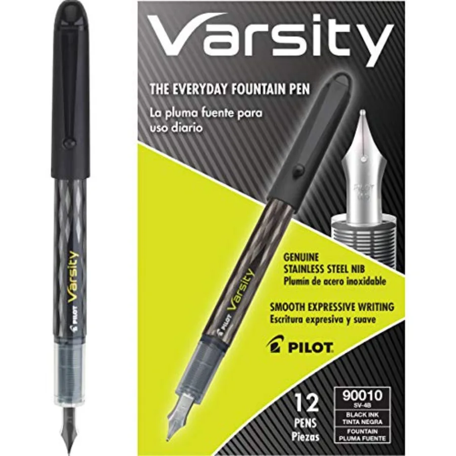Varsity Pre-Filled Fountain Pens, Medium Point Stainless Steel Nib, Ink, 12-Pack
Varsity Pre-Filled Fountain Pens, Medium Point Stainless Steel Nib, Ink, 12-Pack