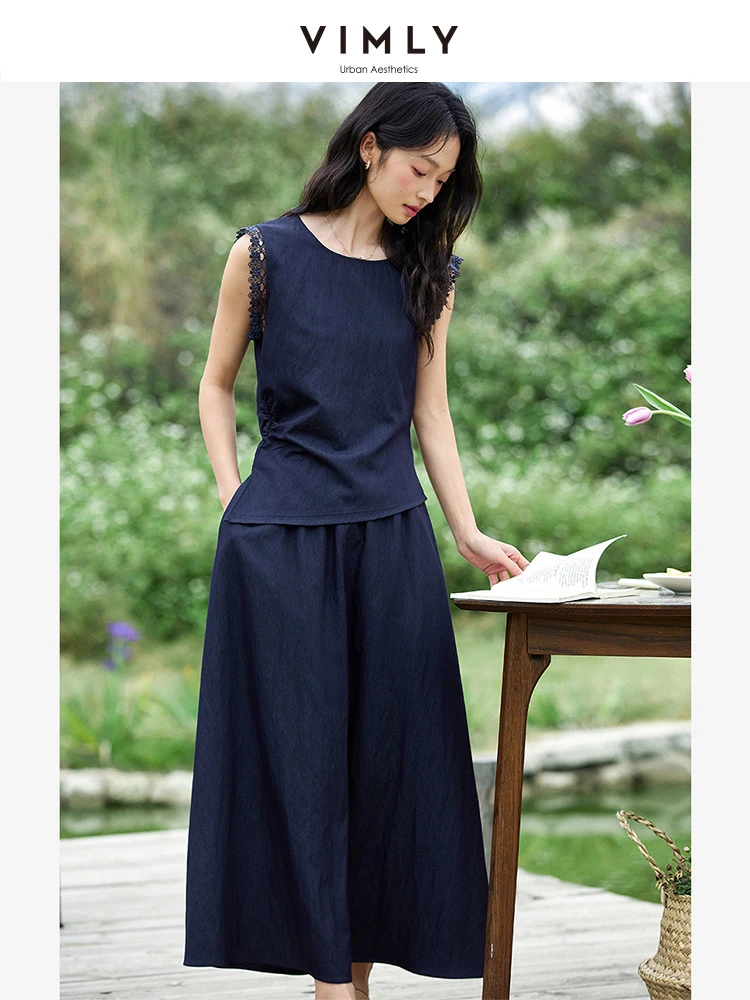 VIMLY 2 Piece Sets Woman Outfit Summer Women's Suit Simple Sleeveless Blouse Elastic Waist Long Skirt New in Matching Sets M9882
VIMLY 2 Piece Sets Woman Outfit Summer Women's Suit Simple Sleeveless Blouse Elastic Waist Long Skirt New in Matching Sets M9882