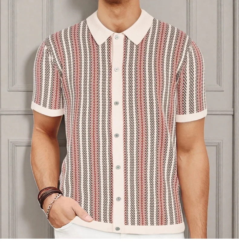 Men's Fashion Luxury Leisure Knit Polo Shirts Striped Button-down Short Sleeve Cardigan Casual Business Knitwear 2025 New Summer
Men's Fashion Luxury Leisure Knit Polo Shirts Striped Button-down Short Sleeve Cardigan Casual Business Knitwear 2025 New Summer