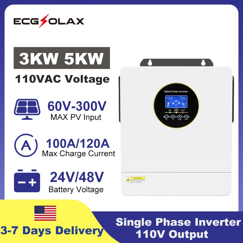 ECGSOLAX 3KW 5KW Hybrid Solar Inverter 24V 48V 110V Off Grid Pure Sine Wave Inverter with MPPT 100A 120A Solar Battery Charger
ECGSOLAX 3KW 5KW Hybrid Solar Inverter 24V 48V 110V Off Grid Pure Sine Wave Inverter with MPPT 100A 120A Solar Battery Charger