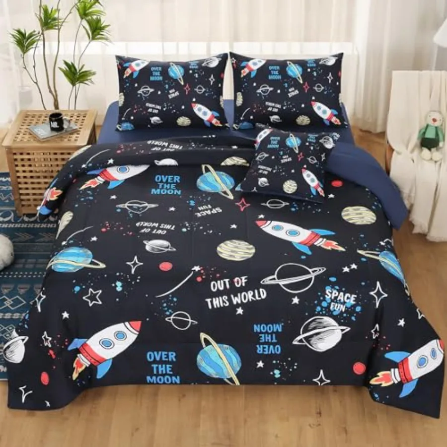 Twin Space Comforter Set for,6 Pcs Bed in A Bag 3D Galaxy Planets Bedding Set for Teens Boys Girls with Pillowcases, Flat Sheet
Twin Space Comforter Set for,6 Pcs Bed in A Bag 3D Galaxy Planets Bedding Set for Teens Boys Girls with Pillowcases, Flat Sheet