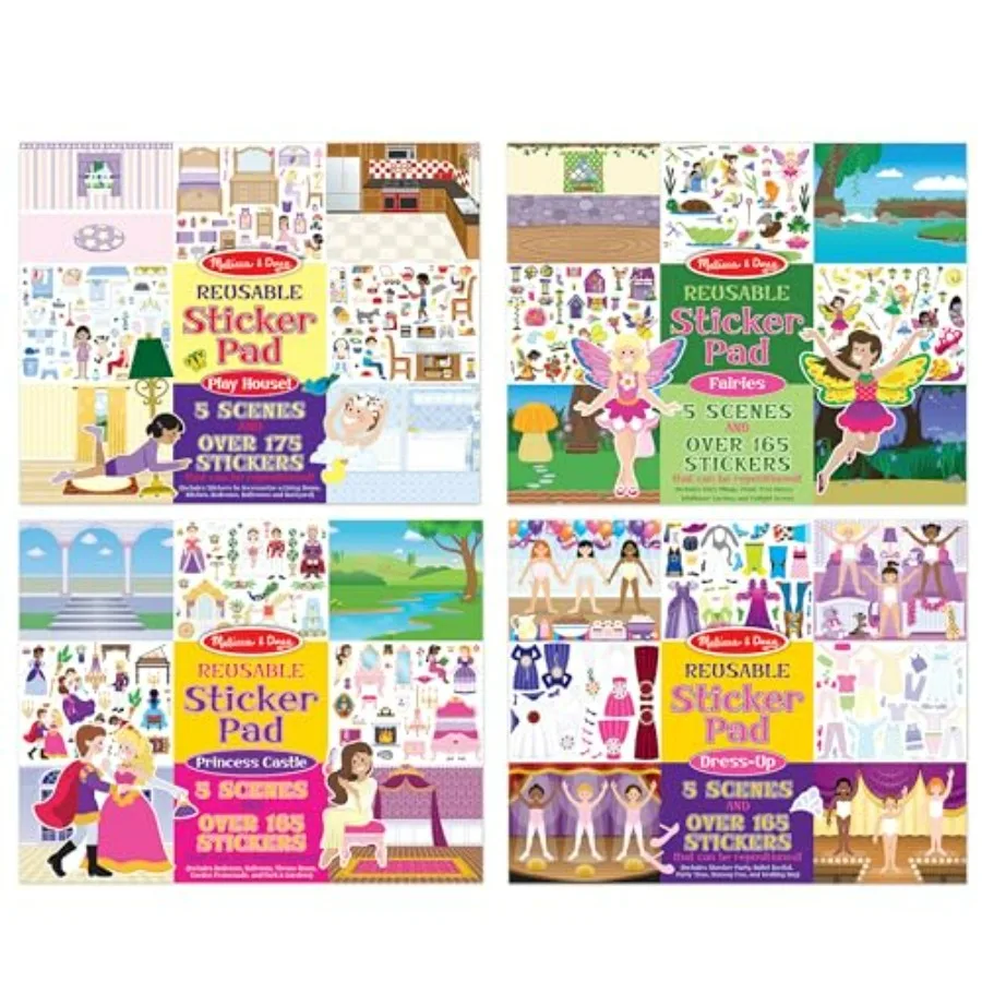 Reusable Sticker Pads Set: Fairies, Princess Castle, Play House, Dress-Up - 680+ Stickers
Reusable Sticker Pads Set: Fairies, Princess Castle, Play House, Dress-Up - 680+ Stickers