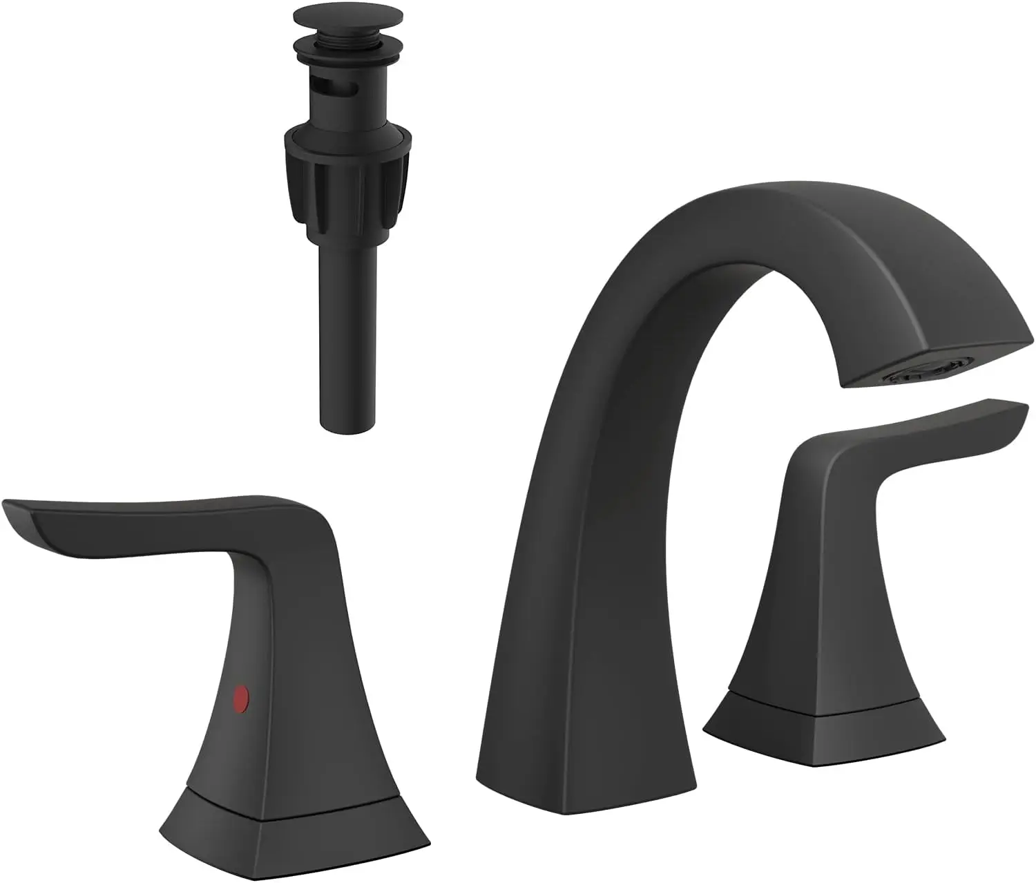 Matte Black Bathroom Sink Faucet with Pop-Up Drain, 8 Inch Widespread for Easy DIY Installation, RV Compatible
Matte Black Bathroom Sink Faucet with Pop-Up Drain, 8 Inch Widespread for Easy DIY Installation, RV Compatible