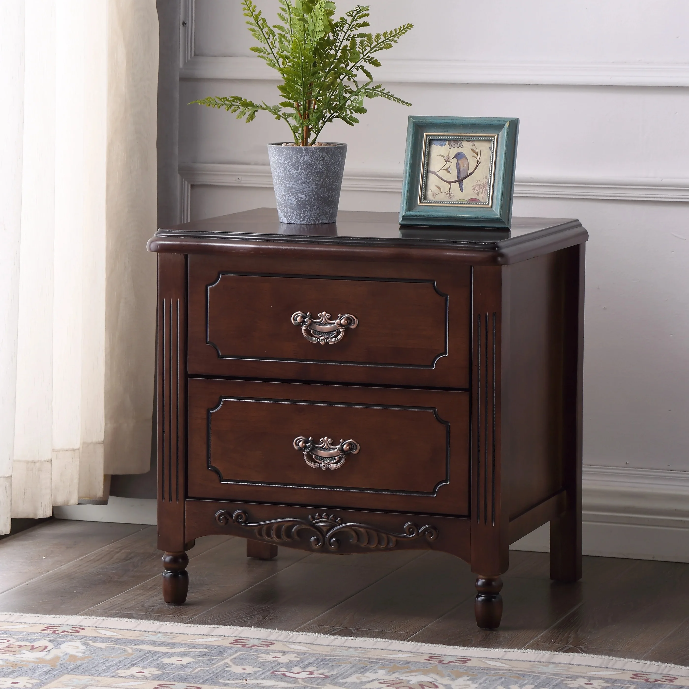 Simple modern American solid wood bedside table walnut European home bedroom retro storage bedside table complete
Simple modern American solid wood bedside table walnut European home bedroom retro storage bedside table complete