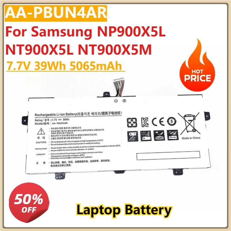 Laptop Battery AA-PBUN4AR 7.7V 39Wh 5065mAh For Samsung NP900X5L NT900X5L NT900X5M NP940X3L NT900X5P 940X3L K01US Series
Laptop Battery AA-PBUN4AR 7.7V 39Wh 5065mAh For Samsung NP900X5L NT900X5L NT900X5M NP940X3L NT900X5P 940X3L K01US Series