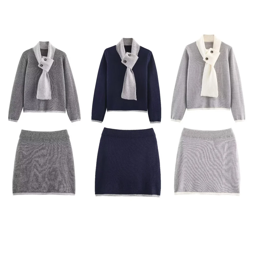 Autumn New Arrivals Women's Fashion European & American Style French Configured Scarf Color Block Knit Set
Autumn New Arrivals Women's Fashion European & American Style French Configured Scarf Color Block Knit Set