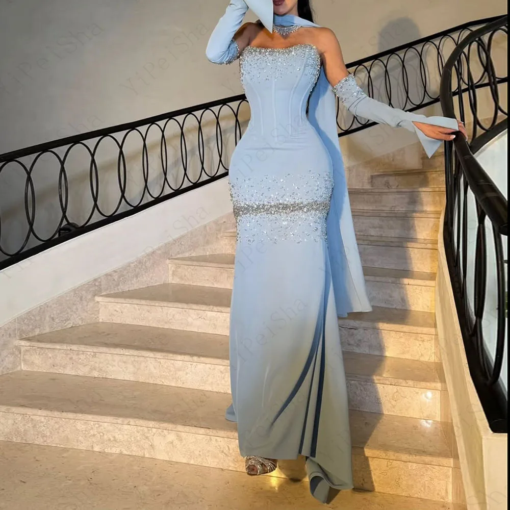 Customized A-Line Prom Dresses Floor-Length Strapless Sleeveless Evening Gown Fashion Beading Crystal Simple Draped Party Gown
Customized A-Line Prom Dresses Floor-Length Strapless Sleeveless Evening Gown Fashion Beading Crystal Simple Draped Party Gown