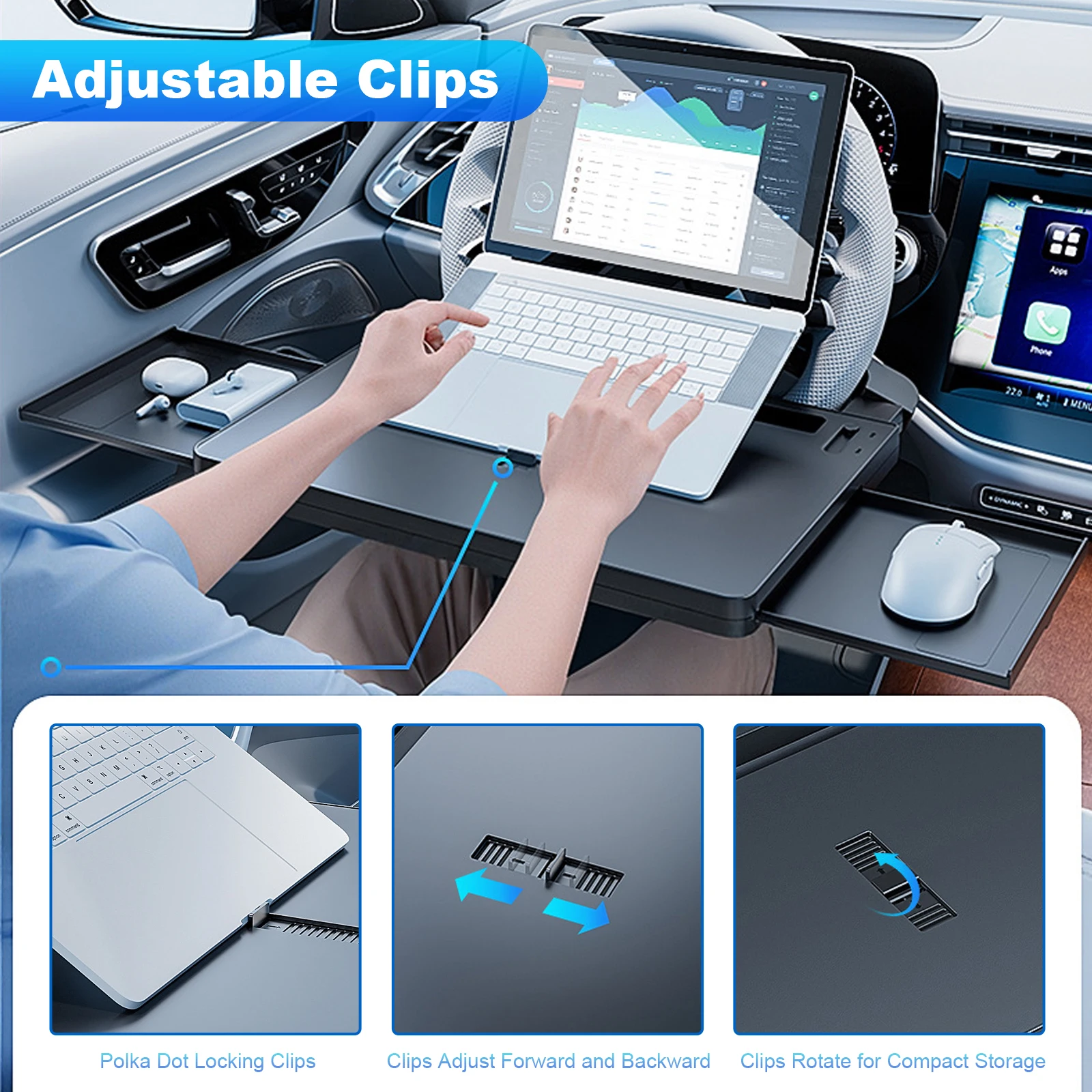 Car Steering Wheel Tray with Dual Slide-Out Trays Car Desk Adjustable Car Steering Wheel Desk for Laptop Eating Food Writing
Car Steering Wheel Tray with Dual Slide-Out Trays Car Desk Adjustable Car Steering Wheel Desk for Laptop Eating Food Writing