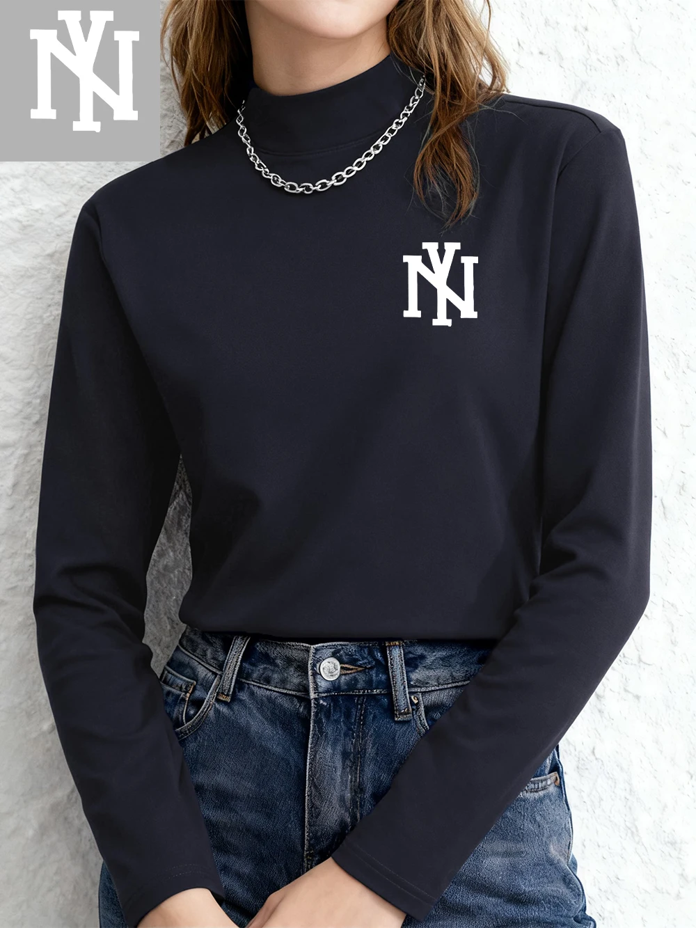 New York Simple Letter Ny Prints T-Shirts Women Autumn Long Sleeves Bottoming Shirt Half Turtleneck Slim Warm Tops Basic Clothes
New York Simple Letter Ny Prints T-Shirts Women Autumn Long Sleeves Bottoming Shirt Half Turtleneck Slim Warm Tops Basic Clothes