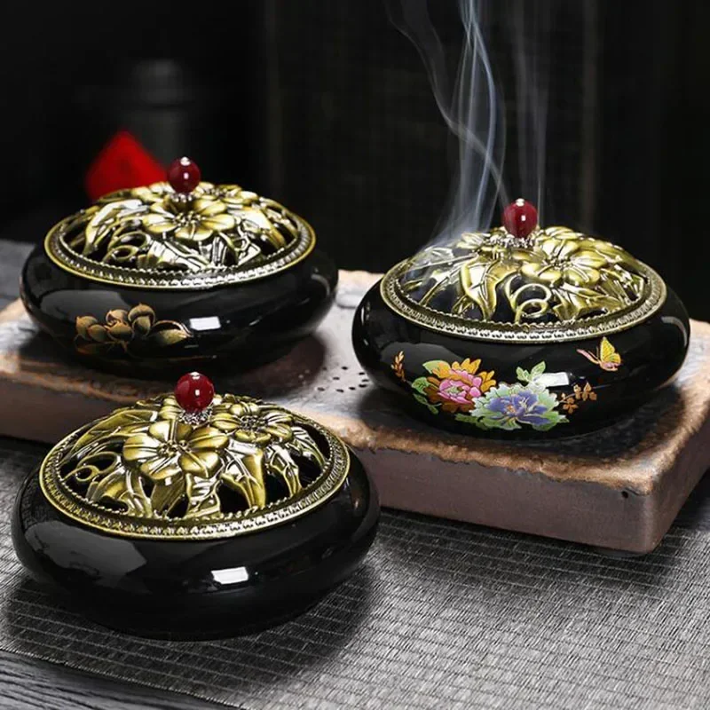 Porcelain Black Sandalwood Coil Incense Holder Hollow Flower Pattern Aroma Burner Fragrance Censer Home Decor
Porcelain Black Sandalwood Coil Incense Holder Hollow Flower Pattern Aroma Burner Fragrance Censer Home Decor