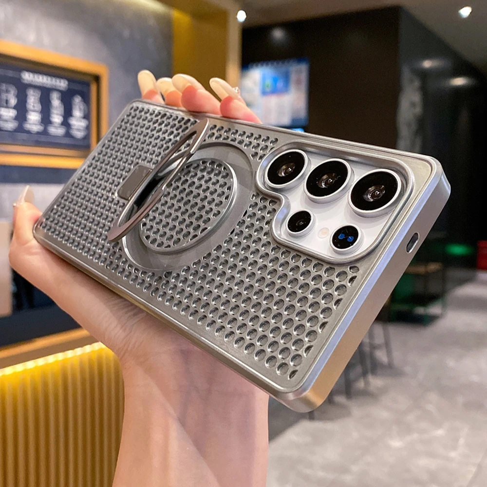 Чехол для телефона с магнитной металлической подставкой и рассеиванием тепла для Samsung S25 S24 S23 Ultra FE S22 Plus 5G, роскошная защитная задняя крышка
Чехол для телефона с магнитной металлической подставкой и рассеиванием тепла для Samsung S25 S24 S23 Ultra FE S22 Plus 5G, роскошная защитная задняя крышка