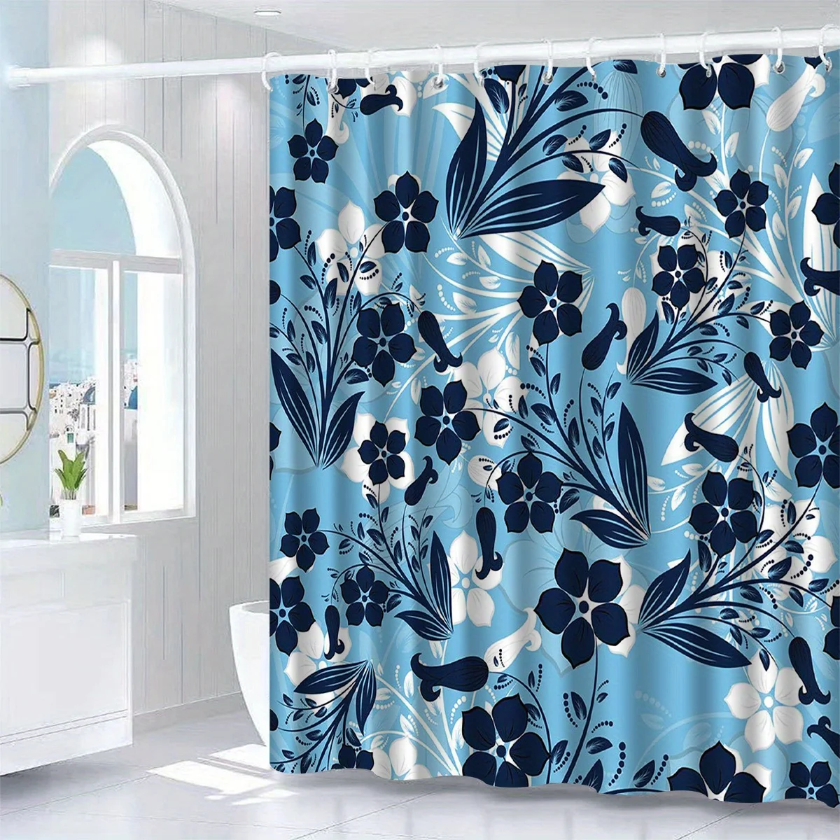 Luxury Blue Floral Print Shower Curtain Waterproof Bathroom Decor Curtain Liner Tropical Botanical Pattern 180x180cm
Luxury Blue Floral Print Shower Curtain Waterproof Bathroom Decor Curtain Liner Tropical Botanical Pattern 180x180cm