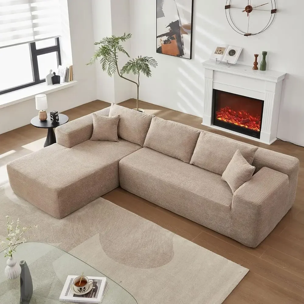 104 L-Shape Sectional Sofa, Comfortable Cloud Couch for Living Room, Minimalist Design, Deep Seating, Ready to Use (Camel, Cordu
104 L-Shape Sectional Sofa, Comfortable Cloud Couch for Living Room, Minimalist Design, Deep Seating, Ready to Use (Camel, Cordu