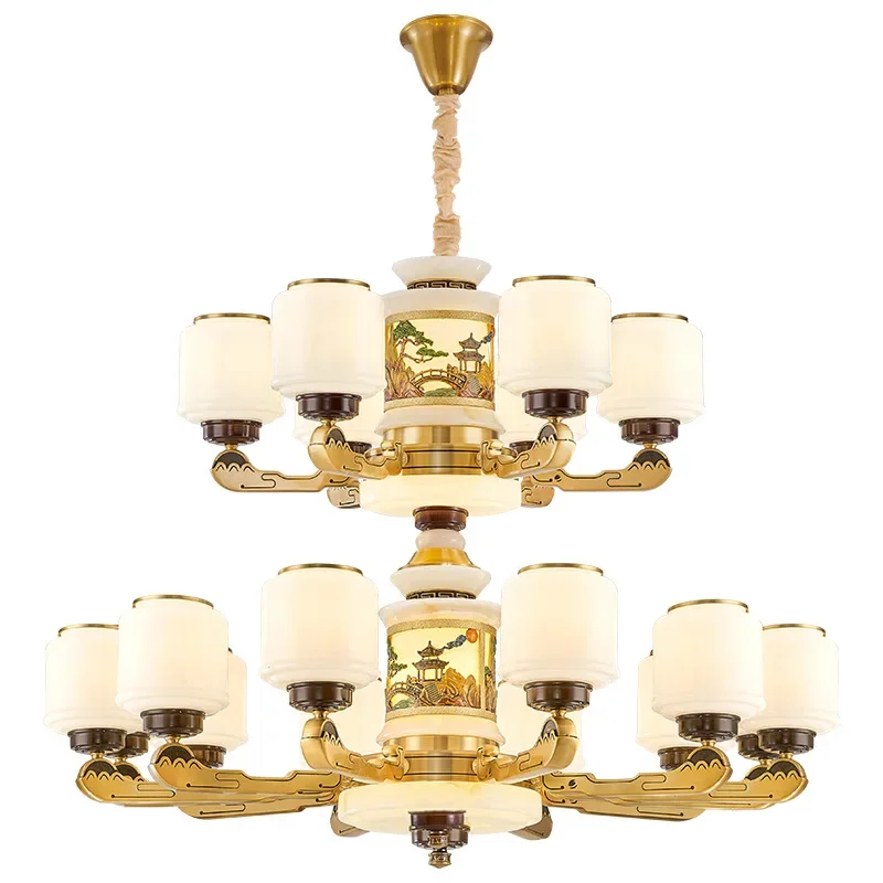 New Chinese style, all copper, living room light, atmosphere, self-built house, villa, hall, main light
New Chinese style, all copper, living room light, atmosphere, self-built house, villa, hall, main light