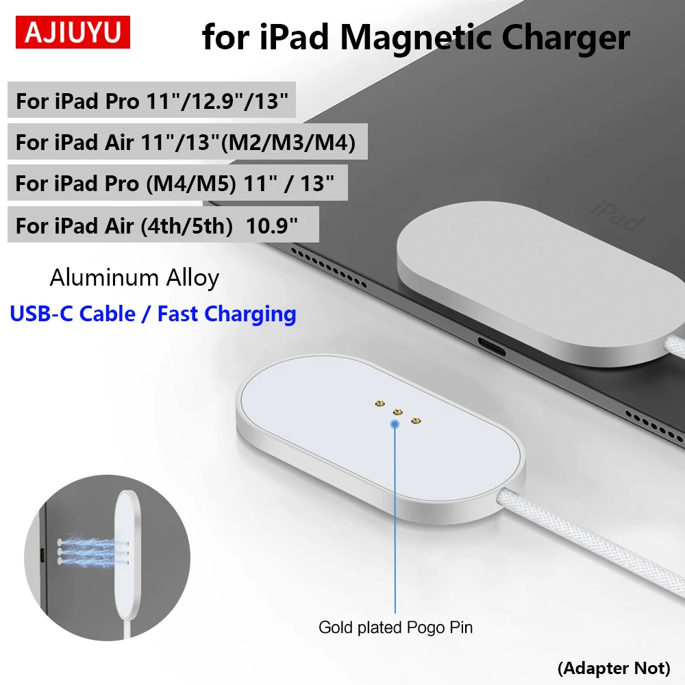 for iPad Tablet Magnetic Charging Cable for iPad Pro 11/12.9/13 inch (M4/M5) & iPad Air 11/13 inch Air 4th 5th Generation 18W
for iPad Tablet Magnetic Charging Cable for iPad Pro 11/12.9/13 inch (M4/M5) & iPad Air 11/13 inch Air 4th 5th Generation 18W