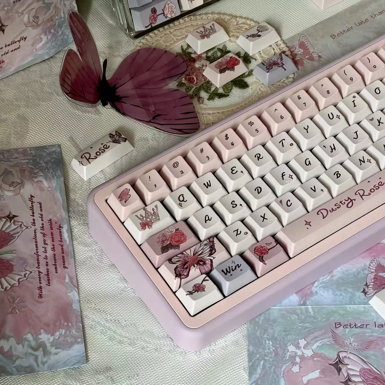 Guixia butterfly dance keycap original height PBT material sublimation high value personality creative elegant keycap
Guixia butterfly dance keycap original height PBT material sublimation high value personality creative elegant keycap