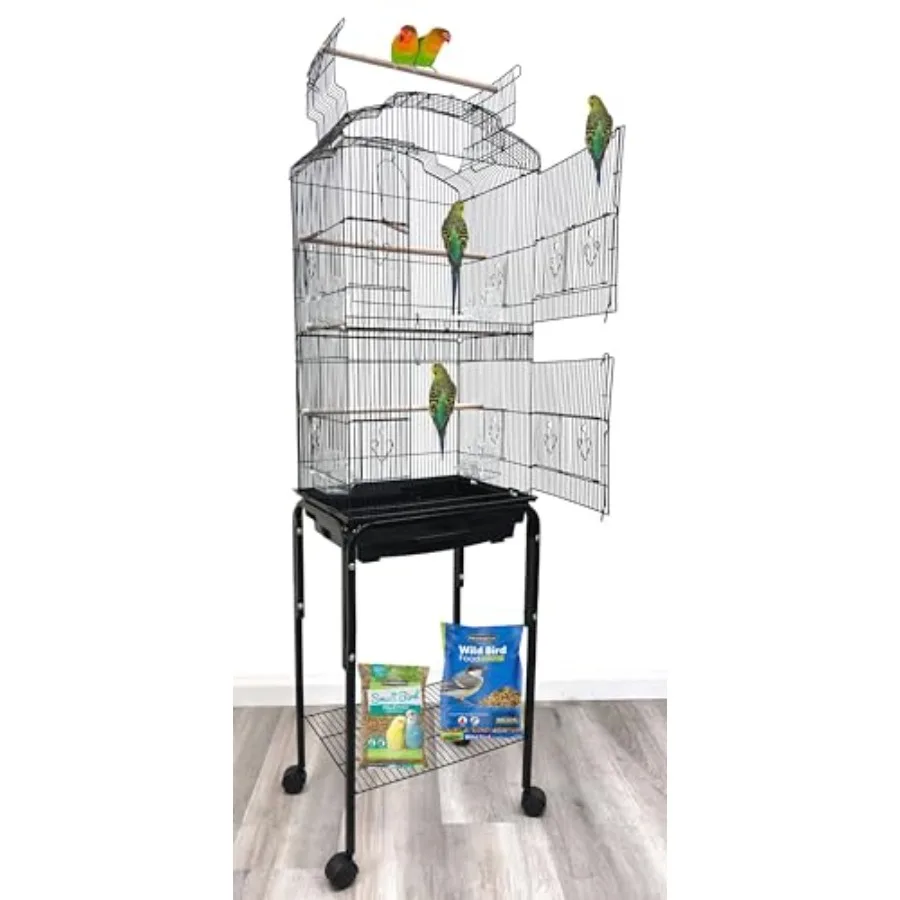 Portable Bird Cage for Small Parrots: Powder-Coated Steel Gray Foldable with Removable Rolling Stand
Portable Bird Cage for Small Parrots: Powder-Coated Steel Gray Foldable with Removable Rolling Stand