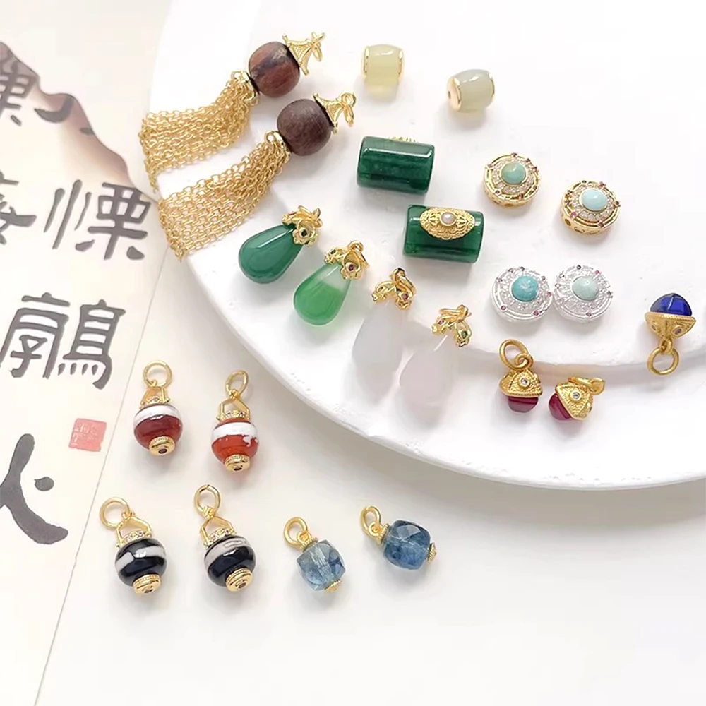 Brass Plated with Genuine Gold Exquisite Pendant Inlaid with Natural Stone Jade DIY Jewelry Making Necklace Bracelet Accessory
Brass Plated with Genuine Gold Exquisite Pendant Inlaid with Natural Stone Jade DIY Jewelry Making Necklace Bracelet Accessory