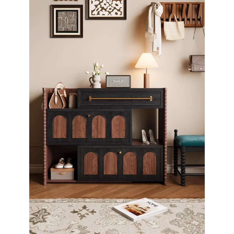 French retro solid wood shoe cabinet storage cabinet integrated against the wall household door shoe cabinet
French retro solid wood shoe cabinet storage cabinet integrated against the wall household door shoe cabinet