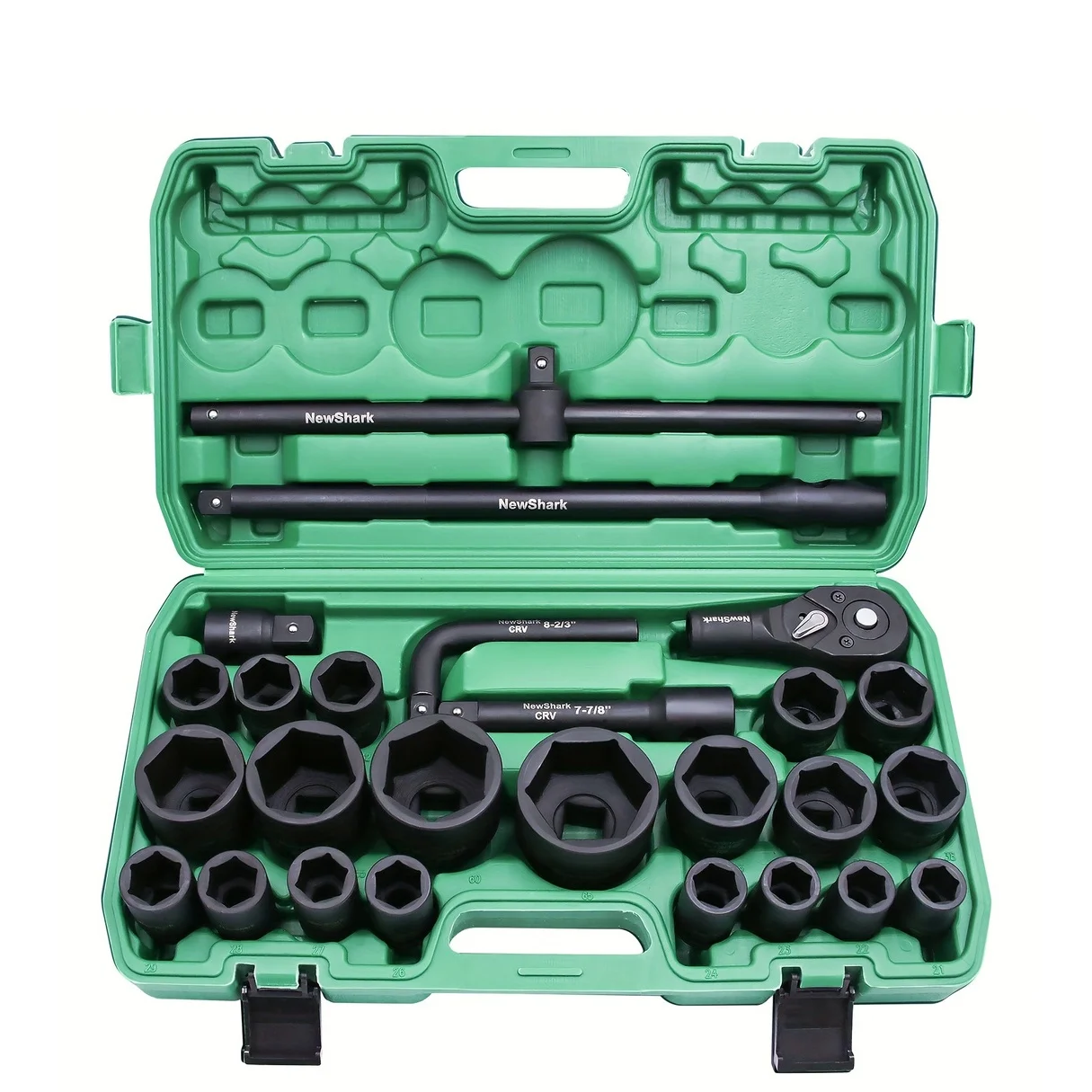 3/4" Jumbo Impact Socket Sets, Size (21-65mm), SAE, 26-Piece Drive Impact Socket Set, Cr-V, Includes 3/4 Inch To 1 Inch Adapter, 6 Point, Extension Bar and Portable Storage Case
3/4" Jumbo Impact Socket Sets, Size (21-65mm), SAE, 26-Piece Drive Impact Socket Set, Cr-V, Includes 3/4 Inch To 1 Inch Adapter, 6 Point, Extension Bar and Portable Storage Case