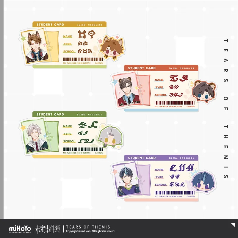 Official MiHoYo Tears of Themis Luke Pearce Artem Wing Vilhelm Anime Magnetic Acrylic Student ID Ornament Cosplay Halloween
Official MiHoYo Tears of Themis Luke Pearce Artem Wing Vilhelm Anime Magnetic Acrylic Student ID Ornament Cosplay Halloween