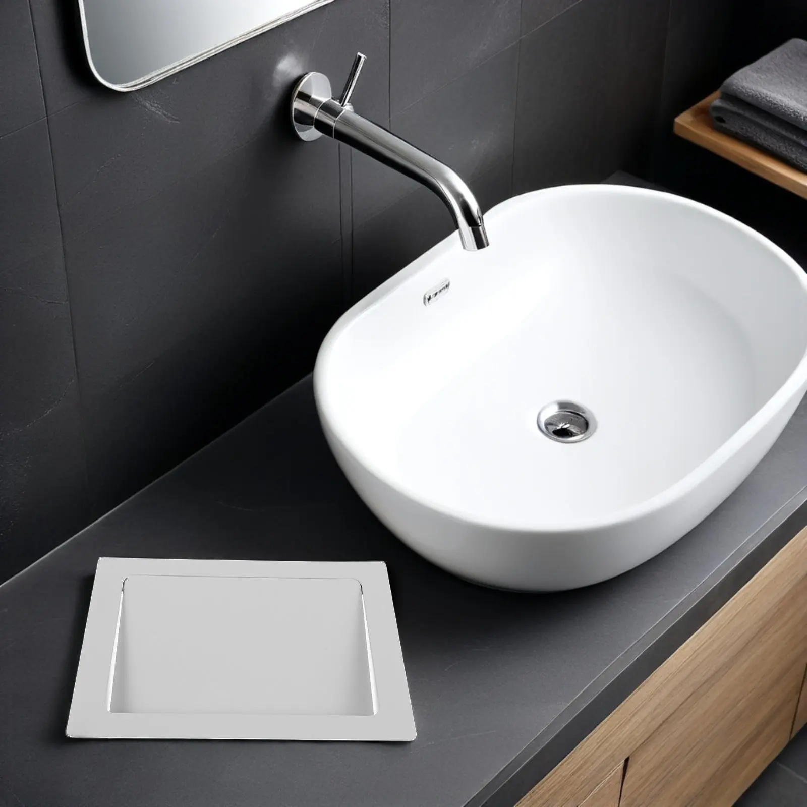 Stainless Steel Recessed Countertop Trash Lid with Side Opening Swing Cover for High-Traffic Kitchen Office Hotel Built-in
Stainless Steel Recessed Countertop Trash Lid with Side Opening Swing Cover for High-Traffic Kitchen Office Hotel Built-in
