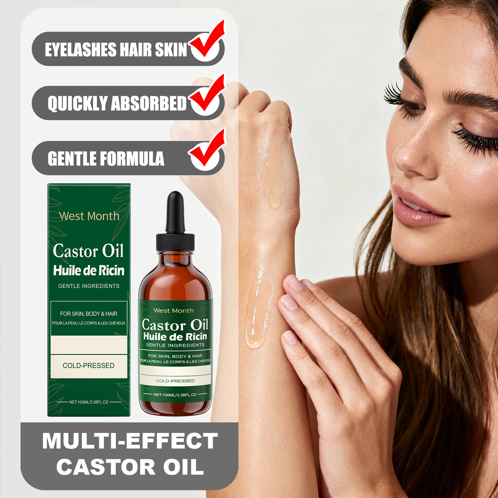 WEST MONTH Castor Essential Oil for Eyelashes Hair Skin Easy To Apply Quickly Absorbed Gentle Formula Long-Lasting Nourishing
WEST MONTH Castor Essential Oil for Eyelashes Hair Skin Easy To Apply Quickly Absorbed Gentle Formula Long-Lasting Nourishing