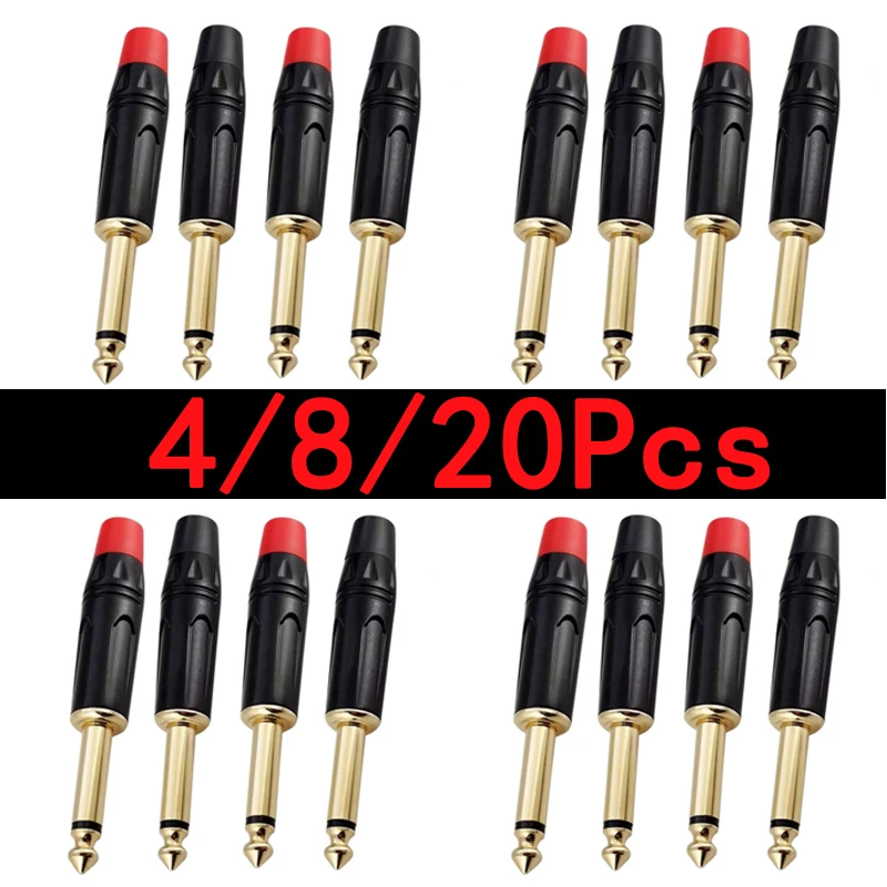 4/8/20pcs TS Mono Plug 1/4 inch 6.35mm Gold-Plated Jumbo Plugs Solder Type for Guitar, Instrument
4/8/20pcs TS Mono Plug 1/4 inch 6.35mm Gold-Plated Jumbo Plugs Solder Type for Guitar, Instrument