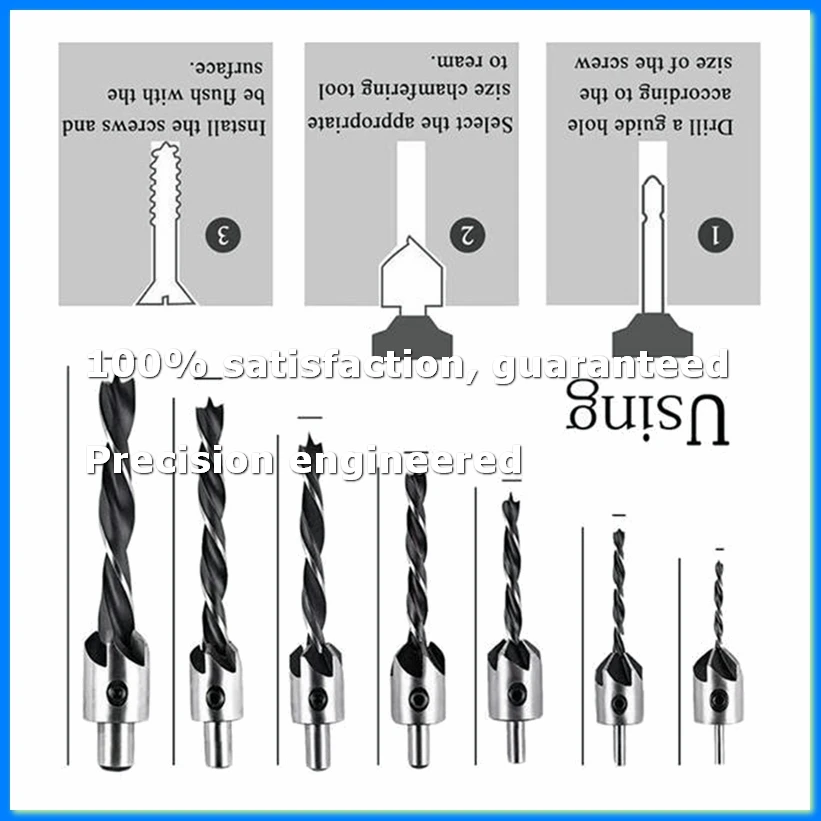 26-Pack Woodworking Chamfer Drilling Tools Drill Bits Set Wood Plug Cutter Three Pointed Countersink Drill Bits-A49I
26-Pack Woodworking Chamfer Drilling Tools Drill Bits Set Wood Plug Cutter Three Pointed Countersink Drill Bits-A49I