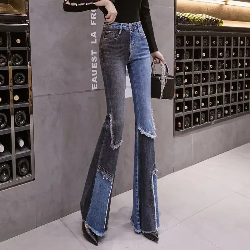 High Waist Wide Leg Jeans Women's Slimming Casual Long Pants Fashion Color Block Denim Versatile Micro Flared Pants
High Waist Wide Leg Jeans Women's Slimming Casual Long Pants Fashion Color Block Denim Versatile Micro Flared Pants