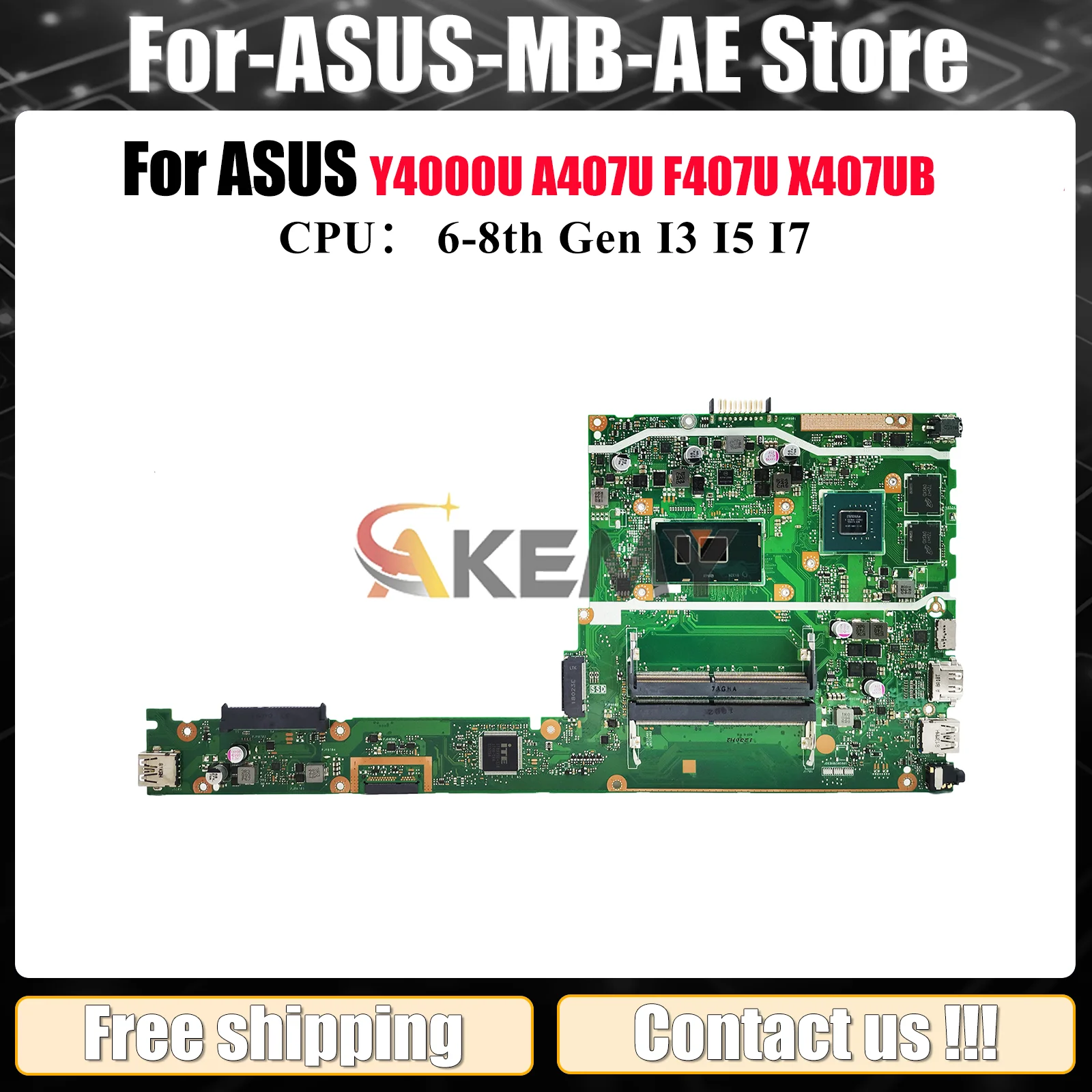 X407UB Laptop Motherboard For ASUS VivoBook X407U X407UBR X407UV F407U X407UF X407UB Y4000U A407U X407UAR Mainboard I3 I5 I7 CPU
X407UB Laptop Motherboard For ASUS VivoBook X407U X407UBR X407UV F407U X407UF X407UB Y4000U A407U X407UAR Mainboard I3 I5 I7 CPU