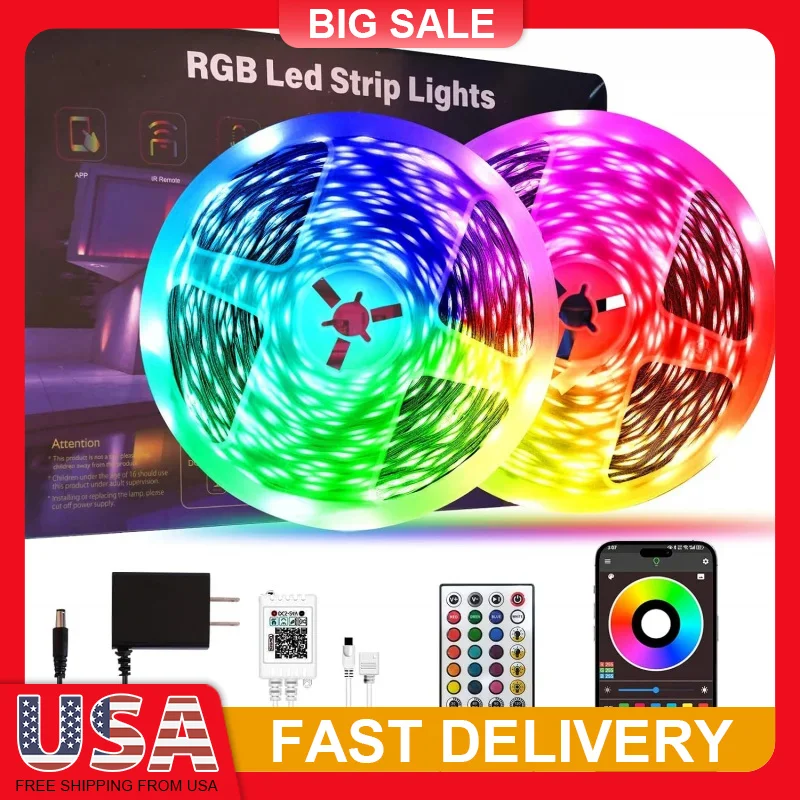 200ft RGB LED Strip Lights with Remote App Control Music Sync 16 Million Colors for Bedroom Home Party Decoration
200ft RGB LED Strip Lights with Remote App Control Music Sync 16 Million Colors for Bedroom Home Party Decoration