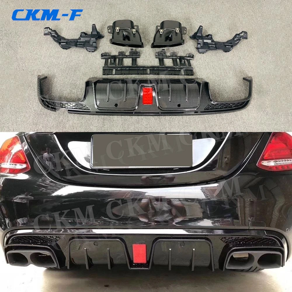 ABS Material Rear Bumper Lip Diffuser Light with Exhaust for Benz C Class W205 C200 C300 C43 C63 AMG 4 Door B Style 2015-2019
ABS Material Rear Bumper Lip Diffuser Light with Exhaust for Benz C Class W205 C200 C300 C43 C63 AMG 4 Door B Style 2015-2019
