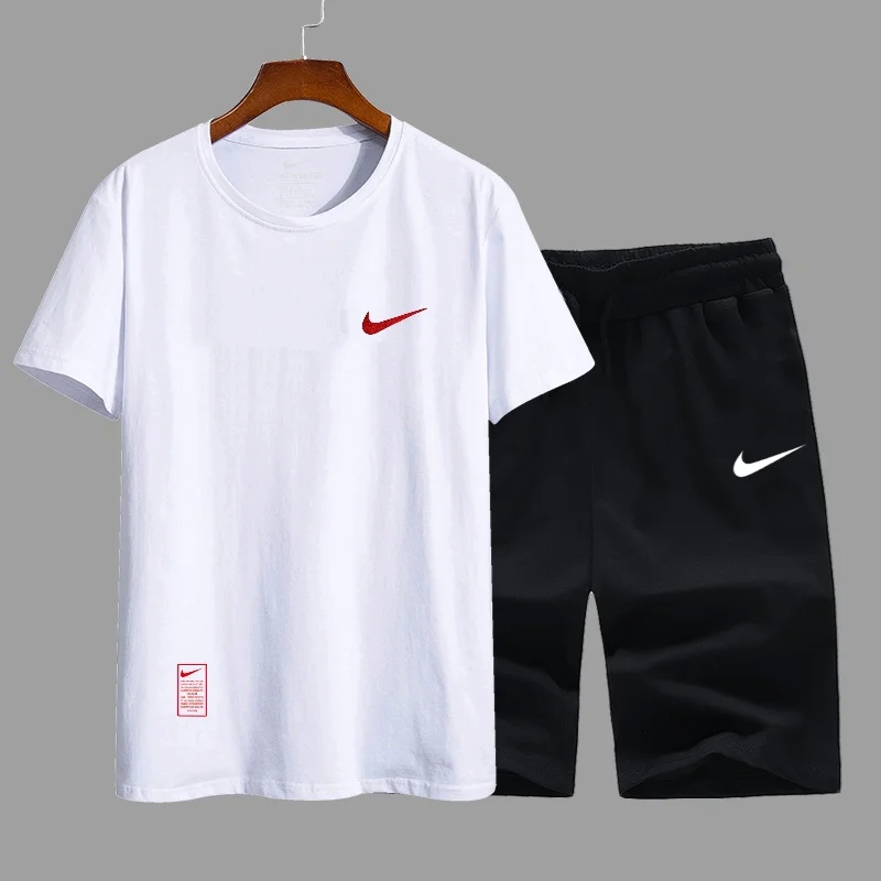 Спортивный костюм Nike для мужчин и женщин, комплект хлопковых спортивных шорт с короткими рукавами и вышивкой для пар, белый и черный
Спортивный костюм Nike для мужчин и женщин, комплект хлопковых спортивных шорт с короткими рукавами и вышивкой для пар, белый и черный