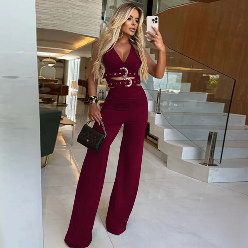Doyerl Elegant Birthday Outfit Woman Two Piece Set Y2K Club Wear Party Sleeveless V-neck Button Crop Top and Wide Leg Pants Suit
Doyerl Elegant Birthday Outfit Woman Two Piece Set Y2K Club Wear Party Sleeveless V-neck Button Crop Top and Wide Leg Pants Suit