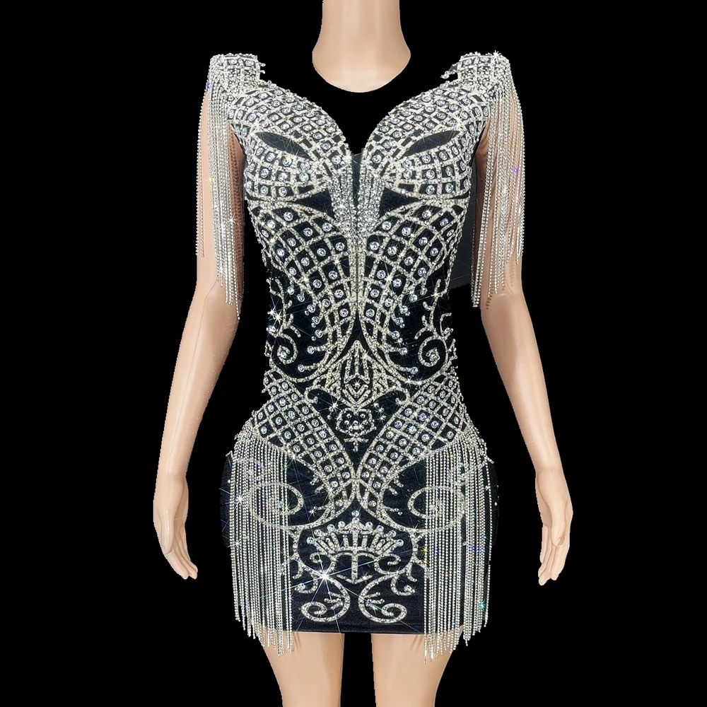 New Evening Celebrate Birthday Dress for Women Sparkly Rhinestones Chains Velvet Short Dress Prom Party Outfit Show Stage Wear
New Evening Celebrate Birthday Dress for Women Sparkly Rhinestones Chains Velvet Short Dress Prom Party Outfit Show Stage Wear