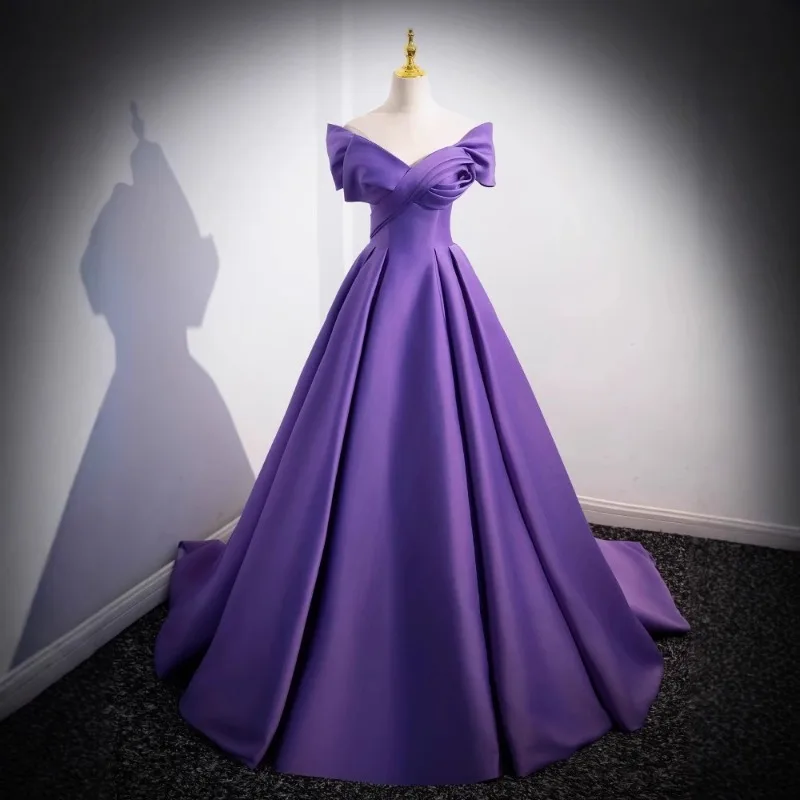 2026 Summer Women's New Purple Sexy V-neck Evening Dress Fashionable Slimming One Shoulder Host Long Backless Dress
2026 Summer Women's New Purple Sexy V-neck Evening Dress Fashionable Slimming One Shoulder Host Long Backless Dress