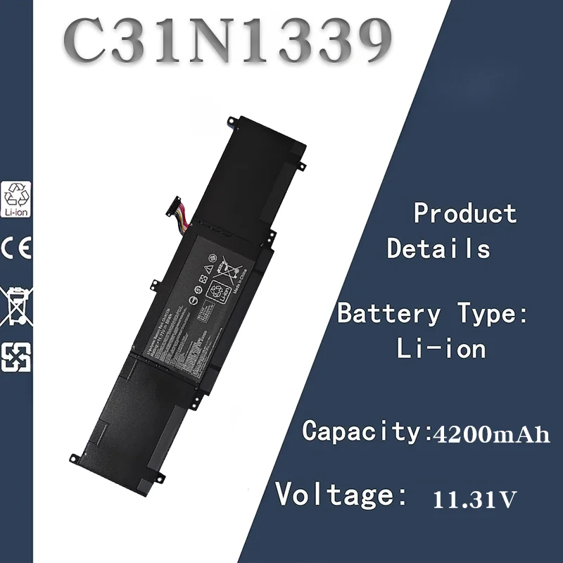 Замена аккумулятора для ноутбука ASUS C31N1339 11,31 В 4200 мАч | Совместим с ноутбуками U303L/U303U/UX303LN/TP300L.
Замена аккумулятора для ноутбука ASUS C31N1339 11,31 В 4200 мАч | Совместим с ноутбуками U303L/U303U/UX303LN/TP300L.