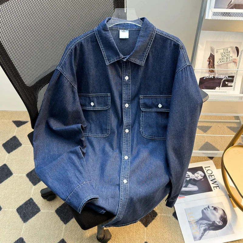 American Design Loose Men's Denim irt Long Sve Basic Waed Outfit Casual Summer Outerwear Youth Faion Square Collar
American Design Loose Men's Denim irt Long Sve Basic Waed Outfit Casual Summer Outerwear Youth Faion Square Collar