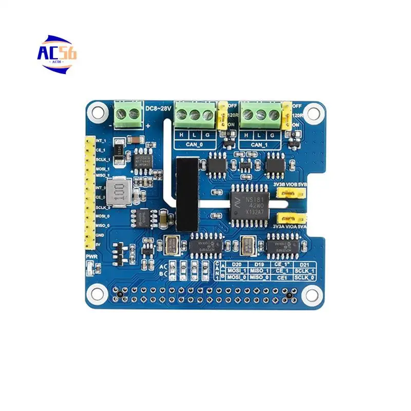 AC56-2-канальная изолированная шляпа расширения CAN FD для Raspberry Pi 5/4B/3B/Zero/Zero W/Zero 2W/Pico/Pico W/Pico WH
AC56-2-канальная изолированная шляпа расширения CAN FD для Raspberry Pi 5/4B/3B/Zero/Zero W/Zero 2W/Pico/Pico W/Pico WH