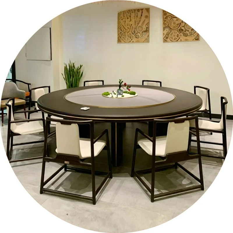 Customizable Ebony Dining Table and Chair Round Dining Table Villa Clubhouse 
Customizable Ebony Dining Table and Chair Round Dining Table Villa Clubhouse