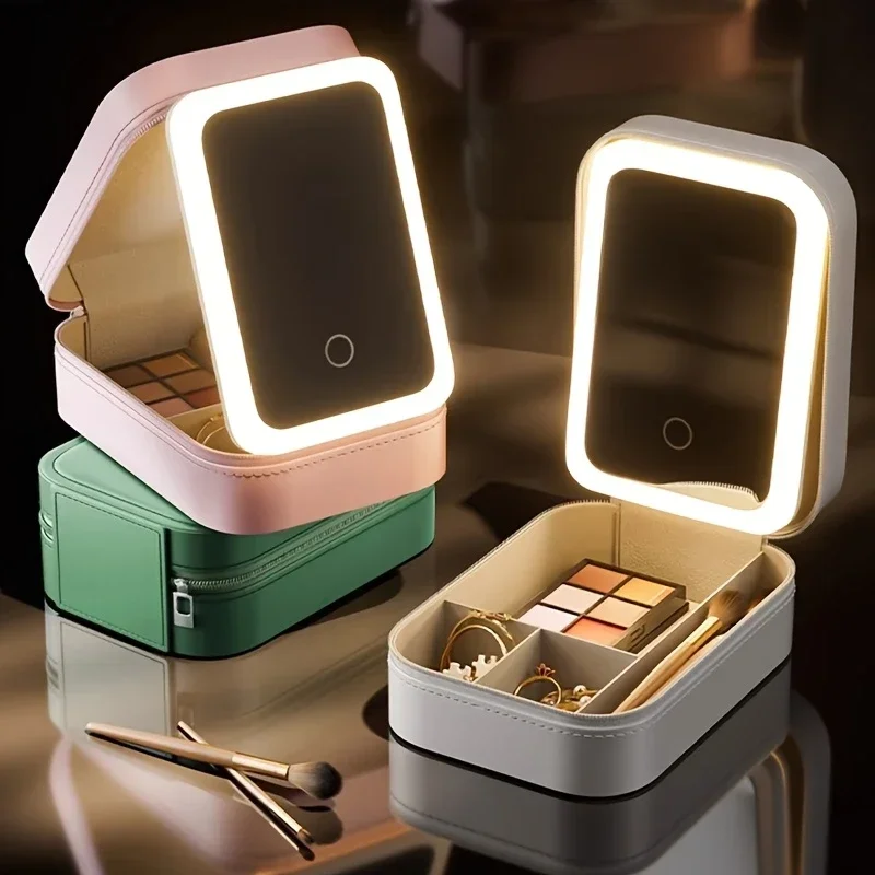1pc USB Rechargeable LED Makeup Mirror, Travel Cosmetic Bag with Light, Makeup Storage Organizer, Lighted Vanity Mirror
1pc USB Rechargeable LED Makeup Mirror, Travel Cosmetic Bag with Light, Makeup Storage Organizer, Lighted Vanity Mirror