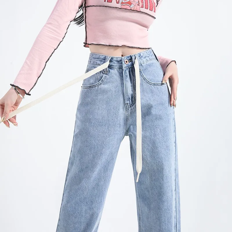 Fashion Retro Harlan Pants Drawstring Denim Jeans New High Waist Loose Straight Daily Brand New Arrival Four Seasons Women
Fashion Retro Harlan Pants Drawstring Denim Jeans New High Waist Loose Straight Daily Brand New Arrival Four Seasons Women