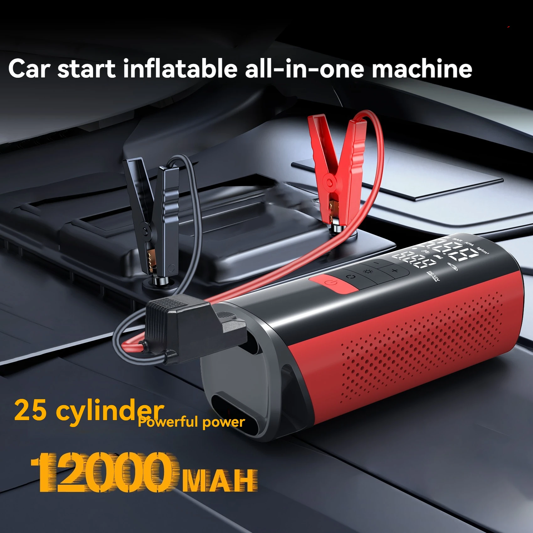 25-Cylinder Wireless Car Jump Starter Tire Inflator 150PSI
25-Cylinder Wireless Car Jump Starter Tire Inflator 150PSI