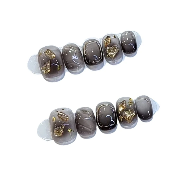 Purely handmade autumn phototherapy wearing nail cat's eye champagne crystal nail patch removable
Purely handmade autumn phototherapy wearing nail cat's eye champagne crystal nail patch removable