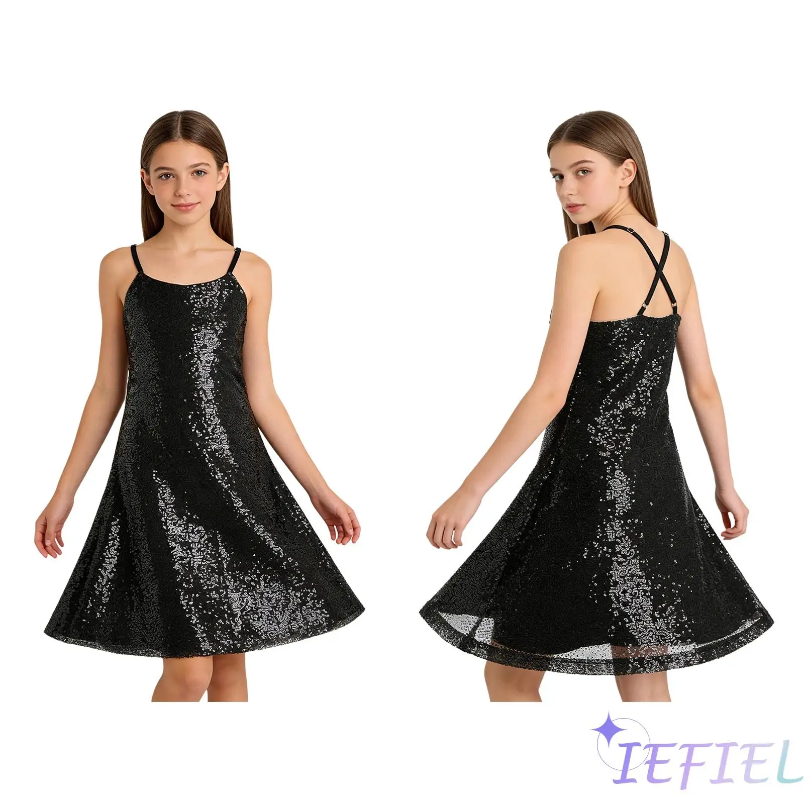 Kids Girls Stage Pageant Dance Dress Adjustable Spaghetti Strap Sequined Shiny Side Zipper Lined Dress for Party Dance Practice
Kids Girls Stage Pageant Dance Dress Adjustable Spaghetti Strap Sequined Shiny Side Zipper Lined Dress for Party Dance Practice