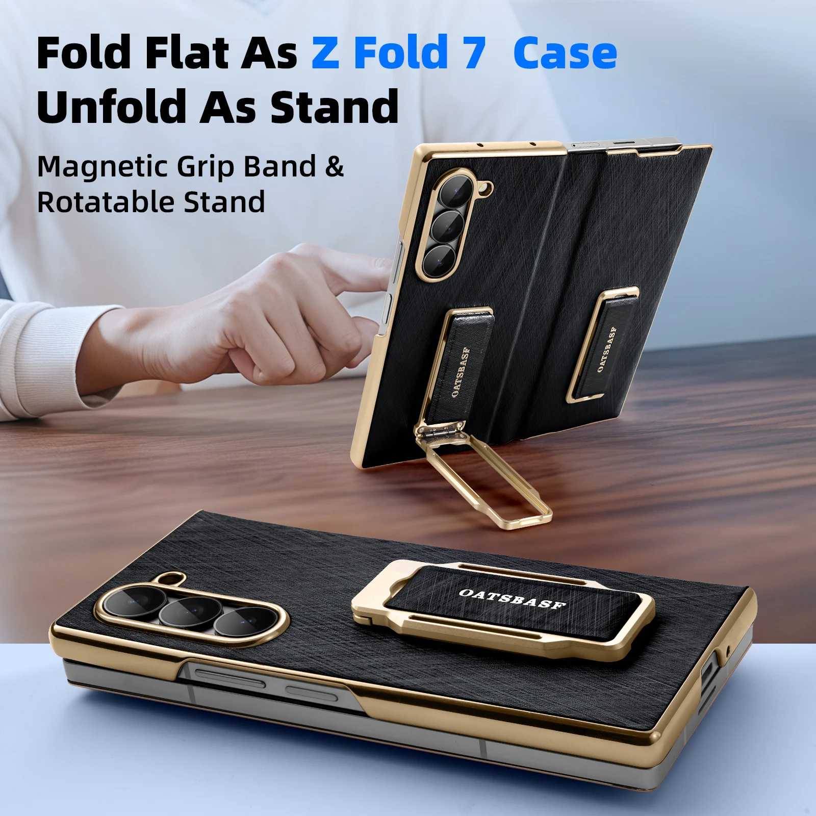 Кожаный чехол для телефона Oatsbasf с двумя ремешками для Samsung Galaxy Fold 7/6 с подставкой 360° ° Вращающийся противоударный защитный чехол 
Кожаный чехол для телефона Oatsbasf с двумя ремешками для Samsung Galaxy Fold 7/6 с подставкой 360° ° Вращающийся противоударный защитный чехол