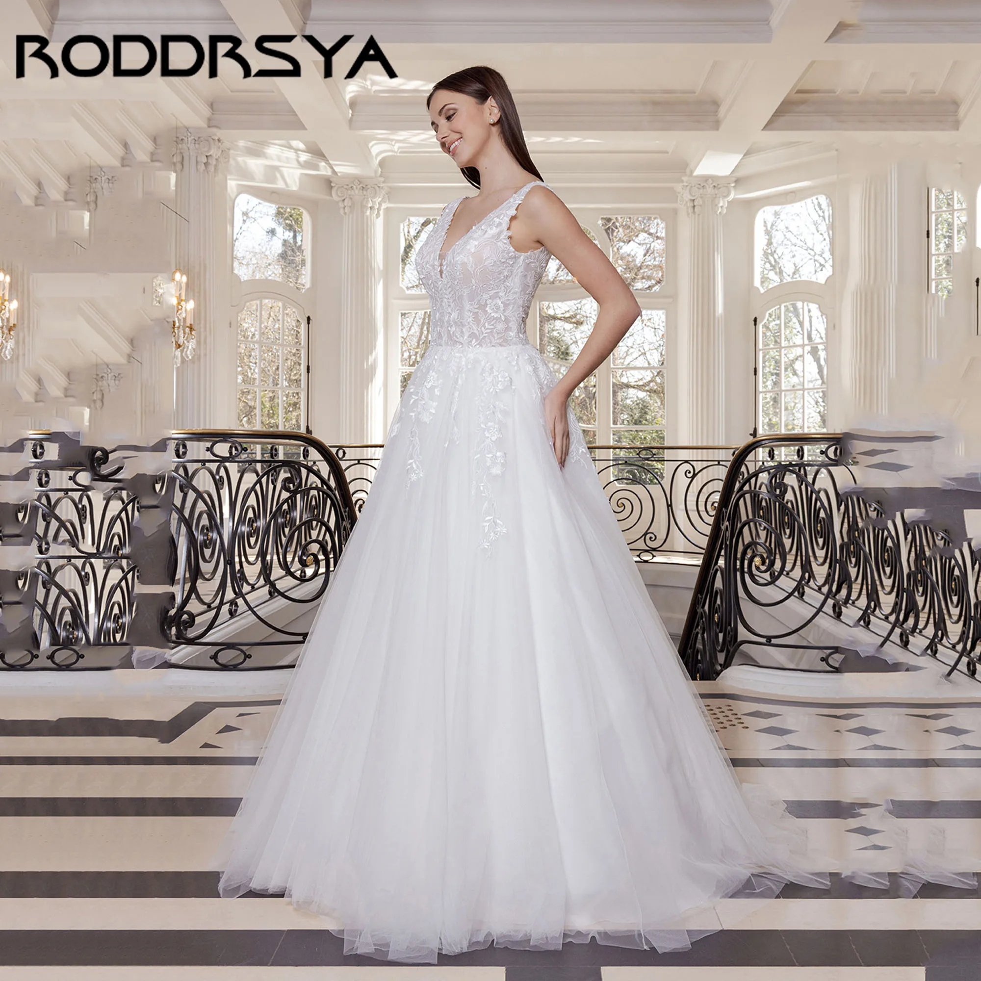 RODDRSYA A-line Romantic Bridal Dress 2025 V-neck Backless Sexy Wedding Gown Sleeveless Appliques vestidos de novia Customized
RODDRSYA A-line Romantic Bridal Dress 2025 V-neck Backless Sexy Wedding Gown Sleeveless Appliques vestidos de novia Customized