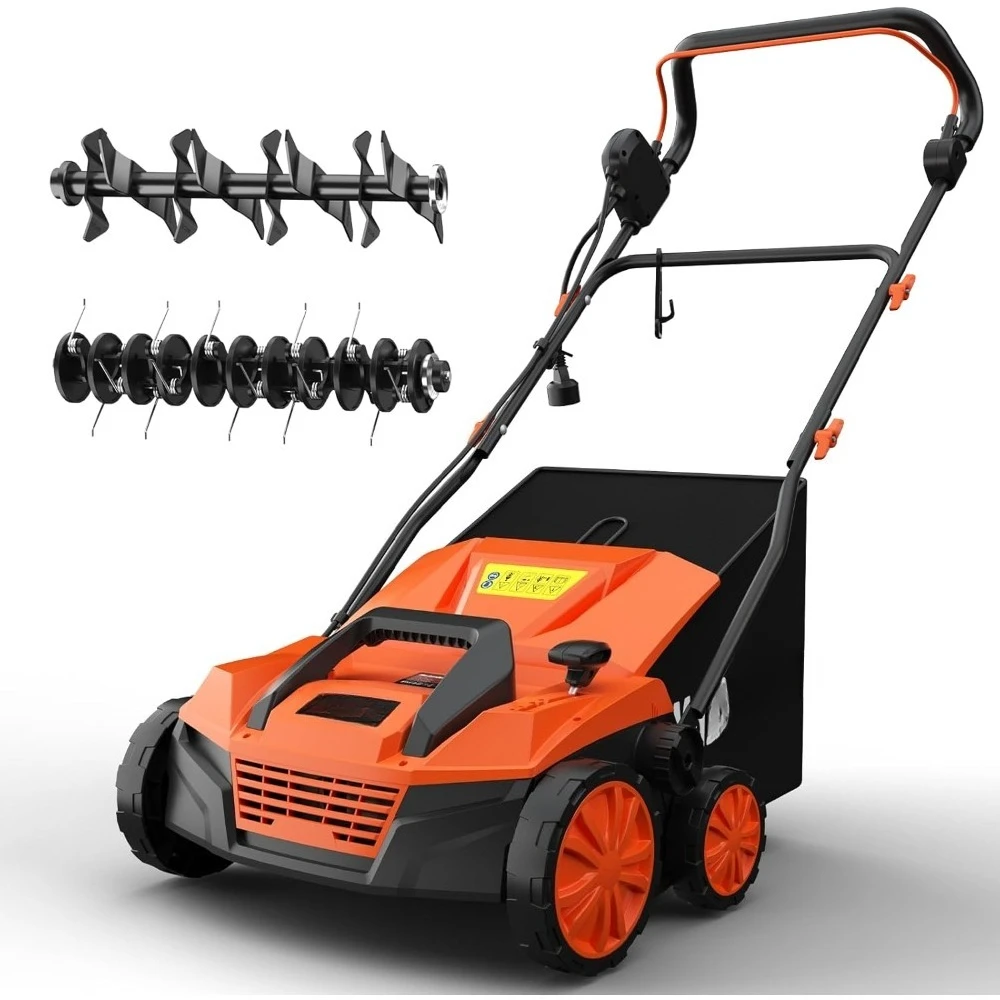 15” 13 Amp Electric Dethatcher and Scarifier, 2-in-1 Lawn Dethatcher with 5-Position Depth Adjustment, 45L Removable Collection
15” 13 Amp Electric Dethatcher and Scarifier, 2-in-1 Lawn Dethatcher with 5-Position Depth Adjustment, 45L Removable Collection