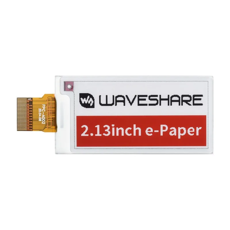 250x122, 2.13inch E-Ink Raw Display, Three-Color, SPI Interface, Without PCB
250x122, 2.13inch E-Ink Raw Display, Three-Color, SPI Interface, Without PCB